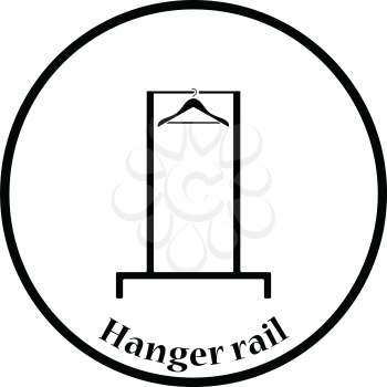 Hanger rail icon. Thin circle design. Vector illustration.