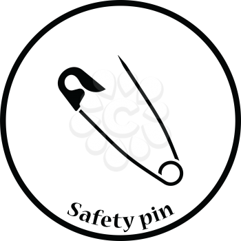 Tailor safety pin icon. Thin circle design. Vector illustration.