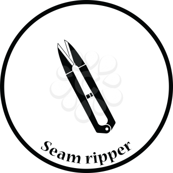Seam ripper icon. Thin circle design. Vector illustration.