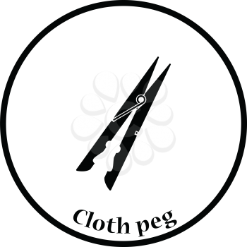 Cloth peg icon. Thin circle design. Vector illustration.