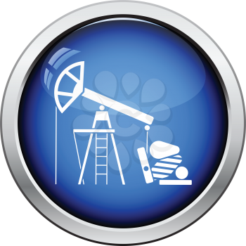 Oil pump icon. Glossy button design. Vector illustration.