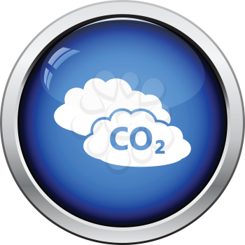 CO2 cloud icon. Glossy button design. Vector illustration.