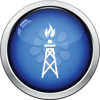 Gas tower icon. Glossy button design. Vector illustration.