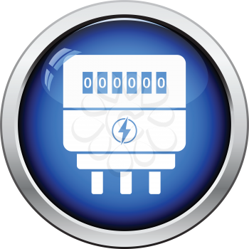 Electric meter icon. Glossy button design. Vector illustration.
