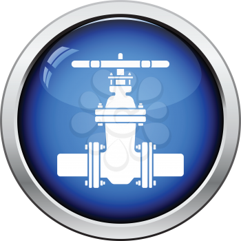 Pipe valve icon. Glossy button design. Vector illustration.