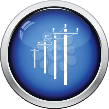 High voltage line icon. Glossy button design. Vector illustration.