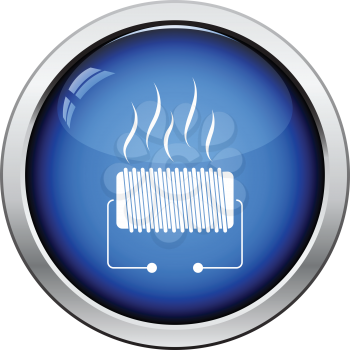 Electrical heater icon. Glossy button design. Vector illustration.