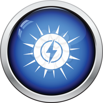 Solar energy icon. Glossy button design. Vector illustration.