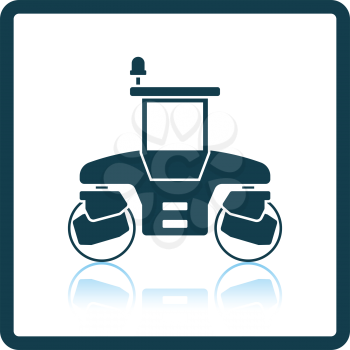 Icon of road roller. Shadow reflection design. Vector illustration.