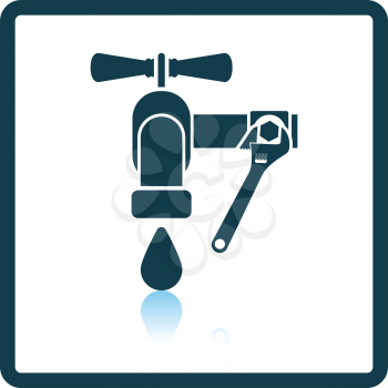 Icon of wrench and faucet. Shadow reflection design. Vector illustration.