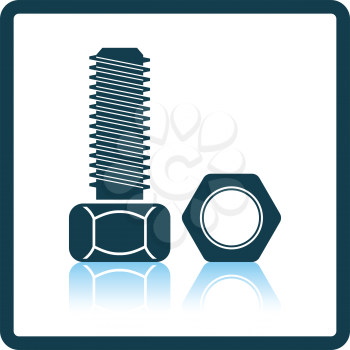Icon of bolt and nut. Shadow reflection design. Vector illustration.