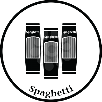 Spaghetti package icon. Thin circle design. Vector illustration.