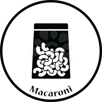 Macaroni package icon. Thin circle design. Vector illustration.