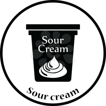 Sour cream icon. Thin circle design. Vector illustration.