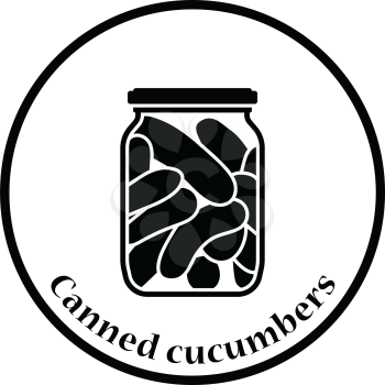 Canned cucumbers icon. Thin circle design. Vector illustration.