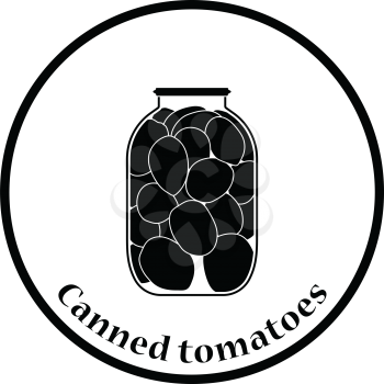 Canned tomatoes icon. Thin circle design. Vector illustration.