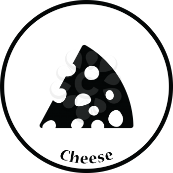 Cheese icon. Thin circle design. Vector illustration.