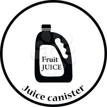 Fruit juice canister icon. Thin circle design. Vector illustration.