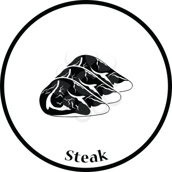Raw meat steak icon. Thin circle design. Vector illustration.