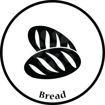 Bread icon. Thin circle design. Vector illustration.