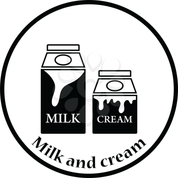 Milk and cream container icon. Thin circle design. Vector illustration.