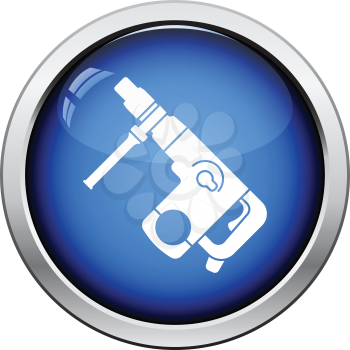 Icon of electric perforator. Glossy button design. Vector illustration.