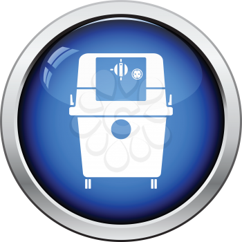 Icon of vacuum cleaner. Glossy button design. Vector illustration.
