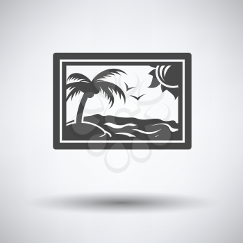 Landscape art icon on gray background, round shadow. Vector illustration.