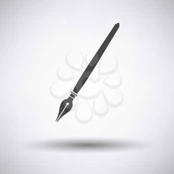 Fountain pen icon on gray background, round shadow. Vector illustration.