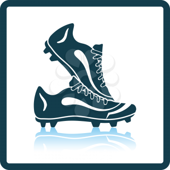 Icon of football boots. Shadow reflection design. Vector illustration.