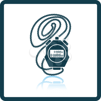 Icon of stopwatch. Shadow reflection design. Vector illustration.