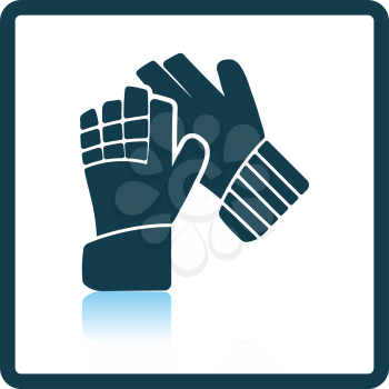 Icon of football   goalkeeper gloves. Shadow reflection design. Vector illustration.