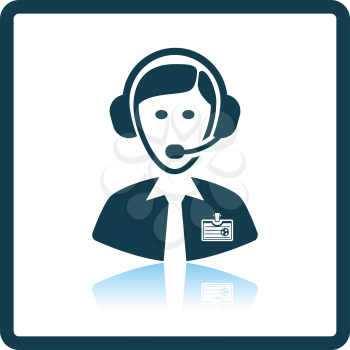 Icon of football commentator. Shadow reflection design. Vector illustration.