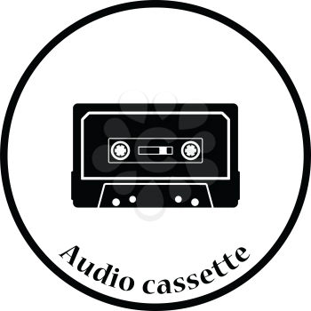 Audio cassette  icon. Thin circle design. Vector illustration.