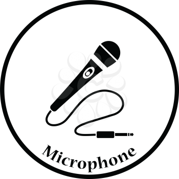 Karaoke microphone  icon. Thin circle design. Vector illustration.