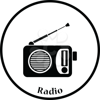 Radio icon. Thin circle design. Vector illustration.