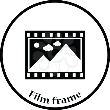 Film frame icon. Thin circle design. Vector illustration.