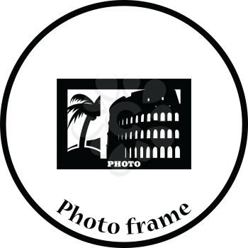 Digital photo frame icon. Thin circle design. Vector illustration.