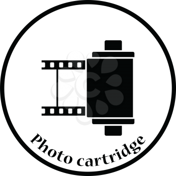 Photo cartridge reel icon. Thin circle design. Vector illustration.