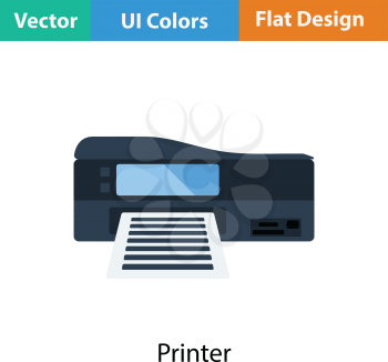 Printer icon. Flat color design. Vector illustration.