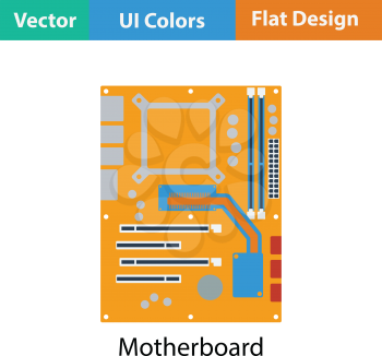 Motherboard icon. Flat color design. Vector illustration.