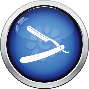 Razor icon. Glossy button design. Vector illustration.