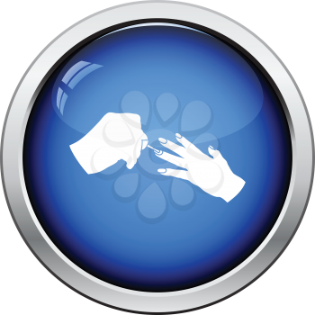 Manicure icon. Glossy button design. Vector illustration.