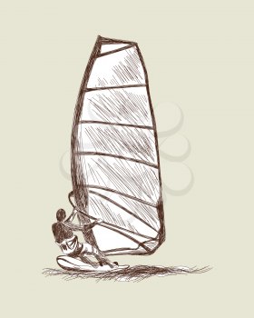 Windsurfing sketch set. Vector EPS 10 illustration without transparency and meshes.