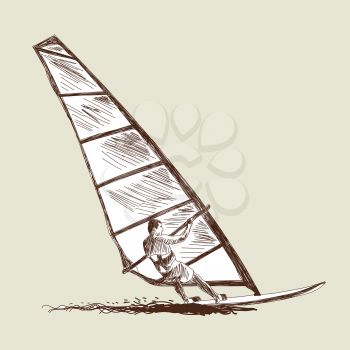 Windsurfing sketch set. Vector EPS 10 illustration without transparency and meshes.