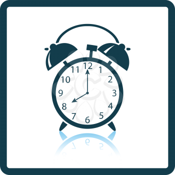 Icon of Alarm clock. Shadow reflection design. Vector illustration.
