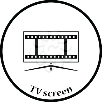 Cinema TV screen icon. Thin circle design. Vector illustration.