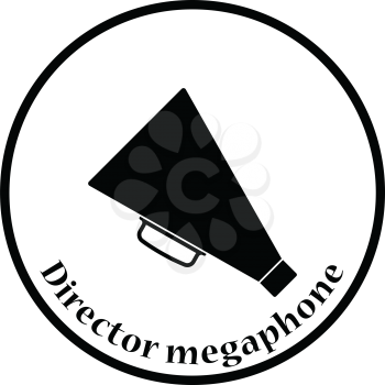 Director megaphone icon. Thin circle design. Vector illustration.
