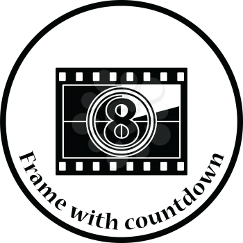 Movie frame with countdown icon. Thin circle design. Vector illustration.