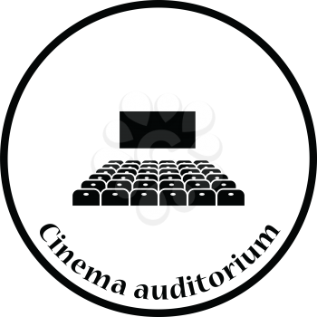 Cinema auditorium icon. Thin circle design. Vector illustration.